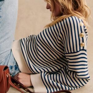 Sezane Daisy Jumper Natural / Navy - Size S
